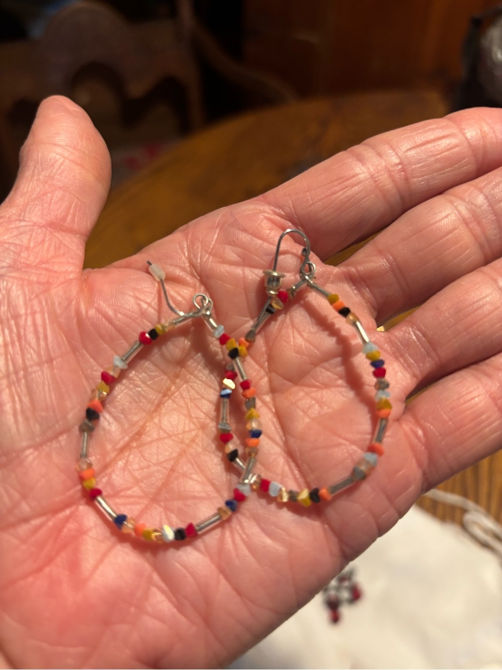 Handmade Multicolor Seed Bead Hoop Earrings - Women Jewelry